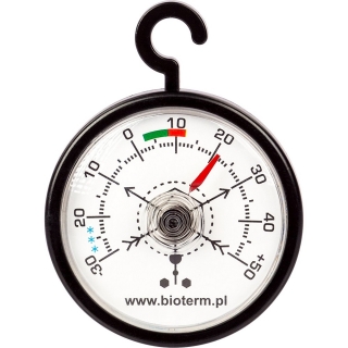 Schwarzer Kühl- und Gefrierthermometer mit rundem Zifferblatt und Kleiderbügel - 