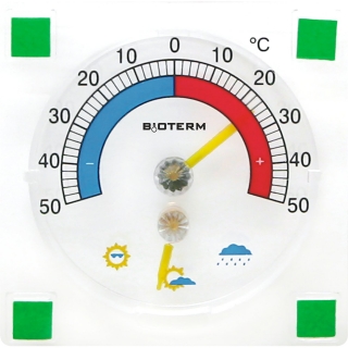 Itsekiinnittyvä lämpömittari ja kosteusmittari - 90 x 90 mm - 