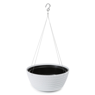 "Jersey" round hanging plant bowl - 30 cm - white