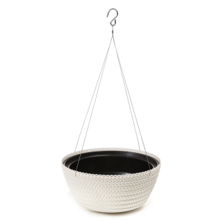 "Jersey" round hanging plant bowl - 30 cm - creamy-white
