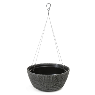 "Jersey" okrogla viseča posoda za rastline - 24 cm - antracitno-siva - 