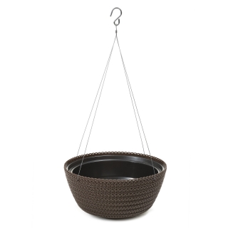 "Jersey" round hanging plant bowl - 24 cm - mocha-brown