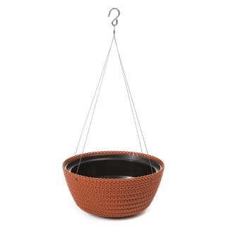 "Jersey" round hanging plant bowl - 30 cm - brick-red