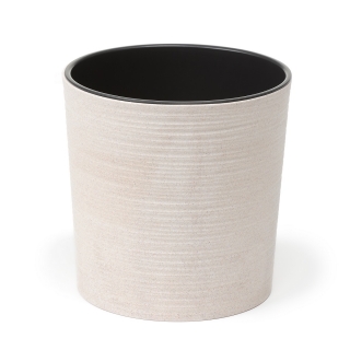 Vaso ecologico "Malwa Eco" con aggiunta di legno - 25 cm - cesellato, bianco - 