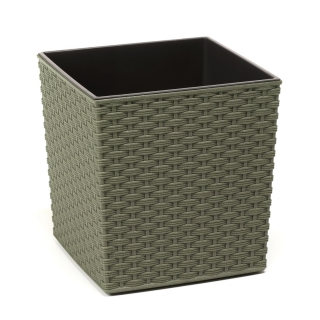 "Juka Eco" eco-friendly plant pot with wood admixture - 19 cm - rattan - forest green
