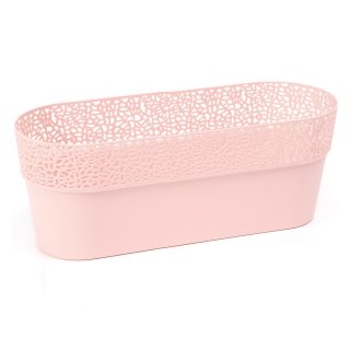 "Rosa" mesh pot casing with a lace-like finishing - 30 x 11.7 cm - antique pink