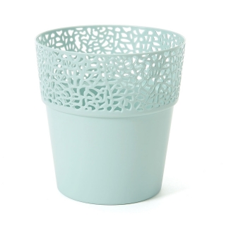 "Rosa" mesh pot casing with a lace-like finishing - 17 cm - mint-green