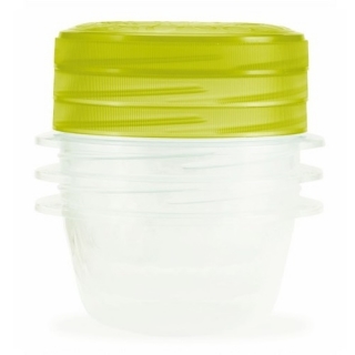Komplet 3 okrogle posode za živila z zasučnimi pokrovi - Take Away Twist - 0,5 litra - zelene barve - 