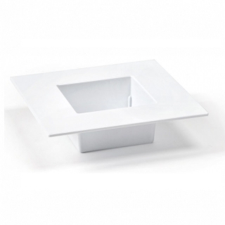 Square flower pot - composition basis - Ikebana - 19 cm - White