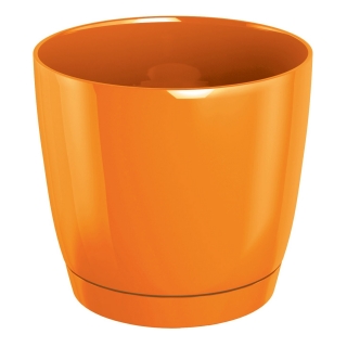 Vaso rotondo con piattino - Coubi - 10 cm - Arancione - 