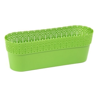 "Bella" mesh pot casing with a lace-like finishing - 30 x 11.7 cm - light green