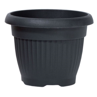 "Terra" outdoor plant pot ø 20 cm with a saucer - anthracite-grey
