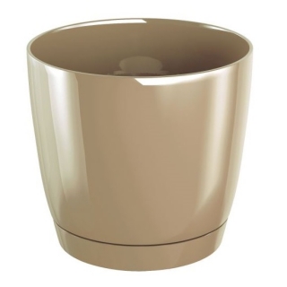 Vaso redondo com pires - Coubi - 10 cm - Milk Coffee - 