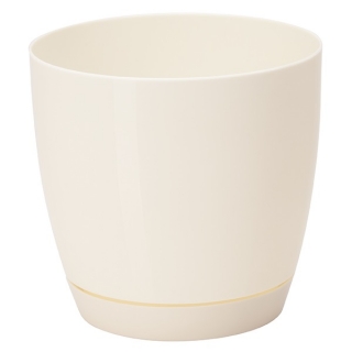 「トスカーナ」丸い鉢と受け皿-11 cm-クリーミーホワイト - 