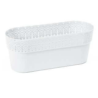 "Bella" mesh pot casing with a lace-like finishing - 30 x 11.7 cm - white
