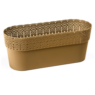 "Bella" mesh pot casing with a lace-like finishing - 30 x 11.7 cm - golden