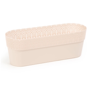"Bella" mesh pot casing with a lace-like finishing - 30 x 11.7 cm - light beige