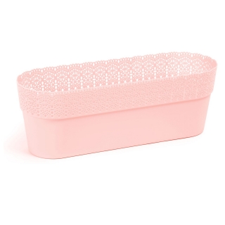 "Bella" mesh pot casing with a lace-like finishing - 30 x 11.7 cm - antique pink