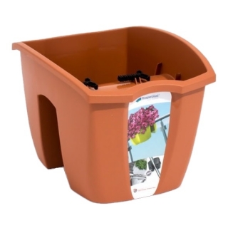 "क्राउन" रेलिंग-माउंटेड बालकनी बॉक्स - टेराकोटा-रंग - 24 सेमी - 