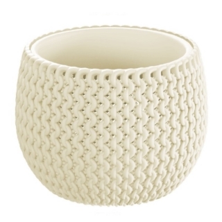Vaso rotondo "Splofy Bowl" con inserto - 18 cm - bianco crema - 