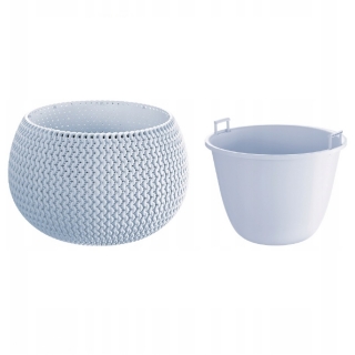 "Splofy Bowl" round plant pot with an insert - 37 cm - icy grey