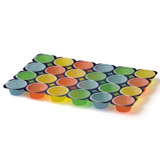 Рамка за печене на кексчета и кифли - за 24 форми - цветен микс - 20 бр - 