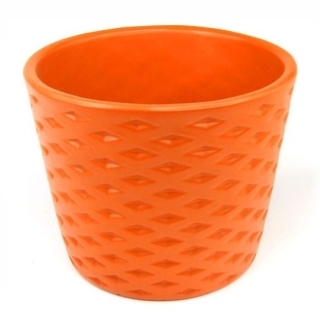Оранжев керамичен съд за саксии 12 cm - 