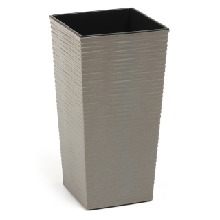 Vaso ecologico realizzato parzialmente in legno - Finezja Eco - 25 cm - cesellato, grigio - 
