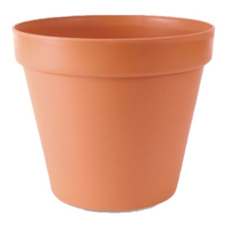 "Glinka" simple plant pot with a saucer - 13 cm - terracotta-coloured