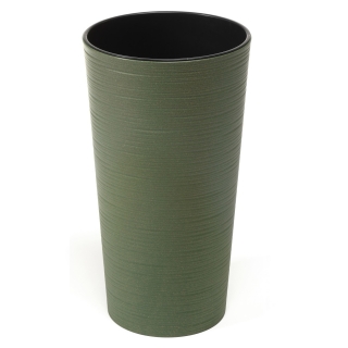 Pot écologique partiellement en bois - Lilia Eco - 19 cm - ciselé, vert forêt - 