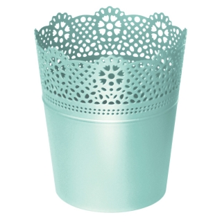 Pot bunga bundar dengan renda - 18 cm - Renda - Pistachio - 