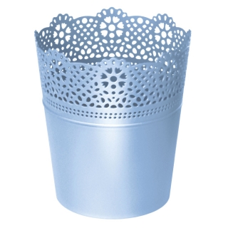 Pot bunga pusingan dengan renda - 18 cm - Renda - Biru - 