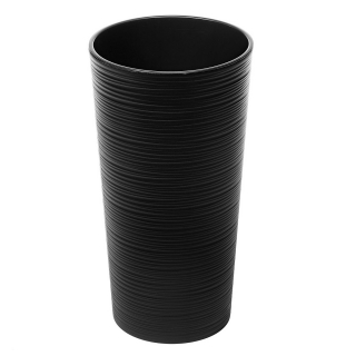 Grand pot rond "Lilia" - 19 cm - ciselé, noir - 