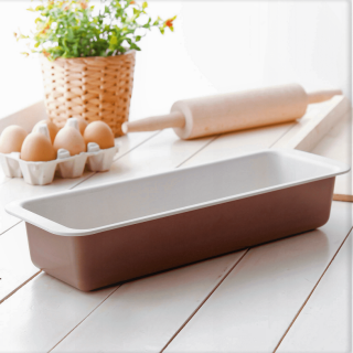 Non-stick baking tin, loaf pan - cafe creme/ beige - 35 x 11 cm - for baking pates, fruit cakes and bread