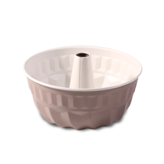 Tigaie rotunda antiaderenta cu tub - cafe creme / bej - ø 22 cm - ideala pentru tort cu mancare inger - 