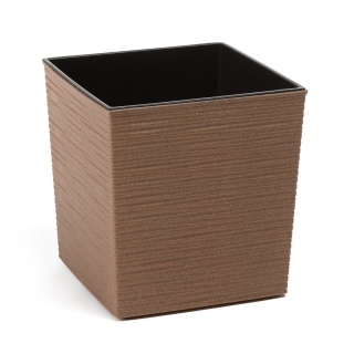 Pot écologique partiellement en bois - Juka Eco - 19 cm - motif ciselé, bois naturel - 