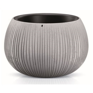 Round plant pot with an insert "Beton Bowl" - 14.4 cm - concrete grey