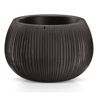 Ronde sierpot met inzet "Beton Bowl" - 14,4 cm - zwart beton - 