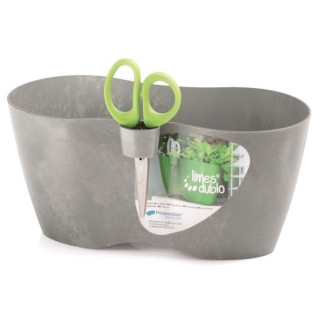 Double round herb pot "Limes Dublo" - 25 x 12 cm - concrete grey