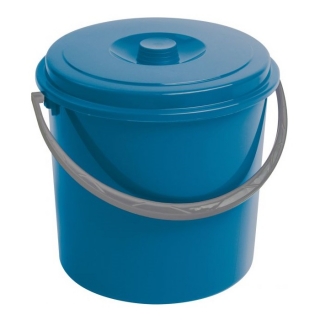 Ведро круглое с крышкой, мусорная корзина - 10 литров - синяя - 