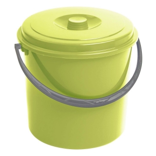 Round bucket with a lid, bin - 10 litre - green