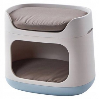 Pet transport and bed Knit - 3 in 1 - beige-blue