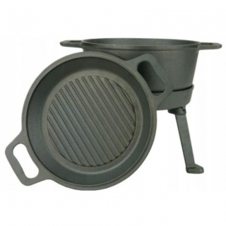 Cast iron hunter's Dutch oven with grill pan function - campfire Dutch oven - 5 l
