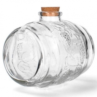 Okrasná láhev na likér ve tvaru sudu s korkovou zátkou - 750 ml - 