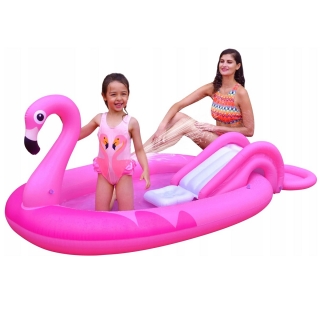 Inflatable water playground with a slide - Flamingo - 213 x 123 x 78 cm
