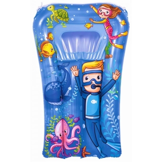 Inflatable pool float for children - marine graphics - blue - 74 x 48 cm