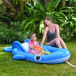 Inflatable water playground with a slide -Blue Whale  - 210 x 130 x 35 cm