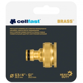 Brass universal connector, coupler with a female thread BRASS - 3/4" - 1" - CELLFAST