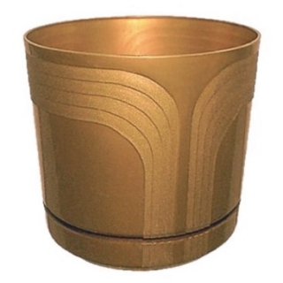 Okrogla posoda "Kora do" - 12 cm - kovinsko zlata - 