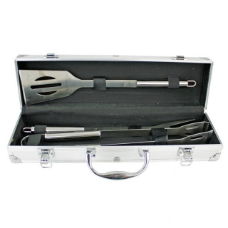 Ensemble d&#39;accessoires pour barbecue - spatule, pinces, fourchette - dans un coffret fonctionnel - 